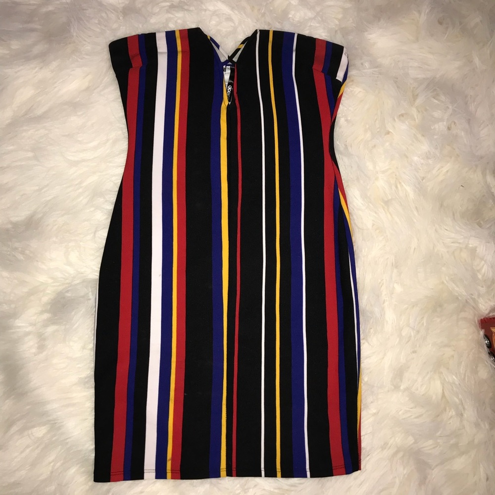 Multi Colored Strapless Mini Dress
